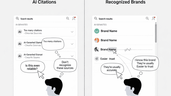 - "Trust Trumps Relevance: Users Skip AI Citations, Prefer Recognized Brand Names in Search