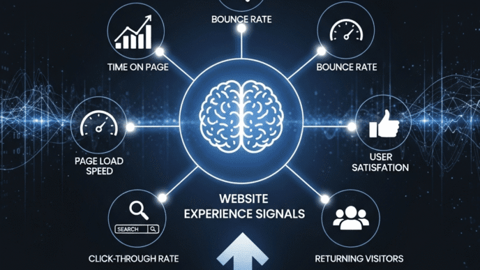 Website analytics dashboard showing user experience metrics like bounce rate and session duration