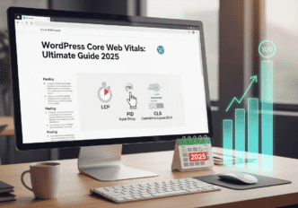 WordPress dashboard showing Core Web Vitals optimization plugin settings and results