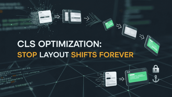Before and after screenshots showing layout shift elimination on a webpage