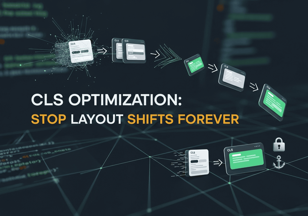 Before and after screenshots showing layout shift elimination on a webpage