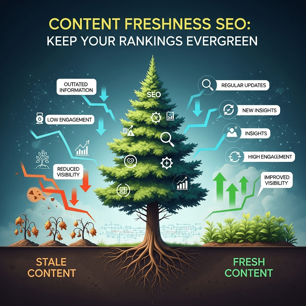 Content calendar showing regular update schedule and freshness optimization strategy