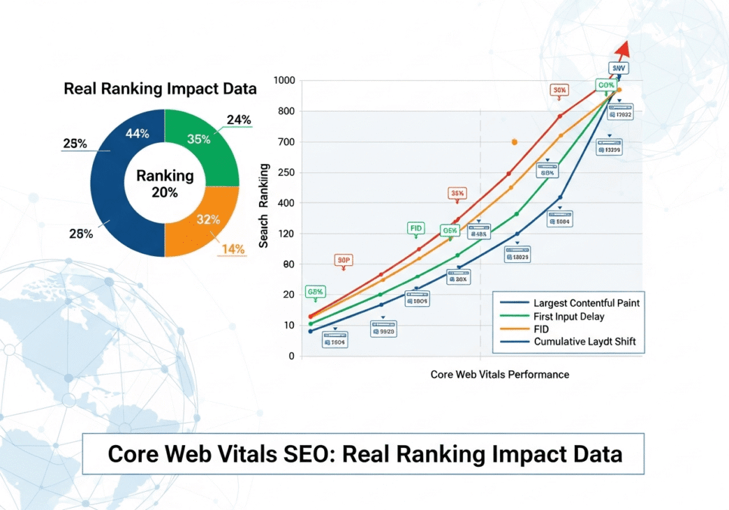 Chart showing correlation between Core Web Vitals scores and search ranking positions