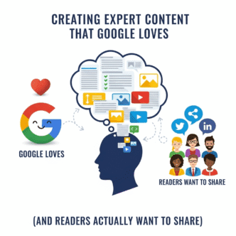 Expert author writing authoritative content with research sources