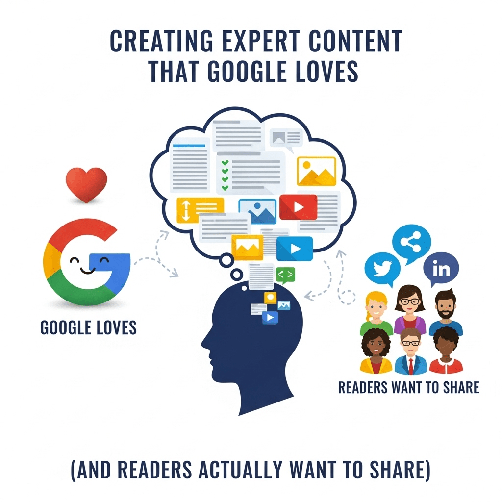 Expert author writing authoritative content with research sources