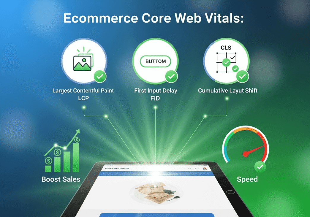 Ecommerce dashboard showing conversion rate improvement after Core Web Vitals optimization