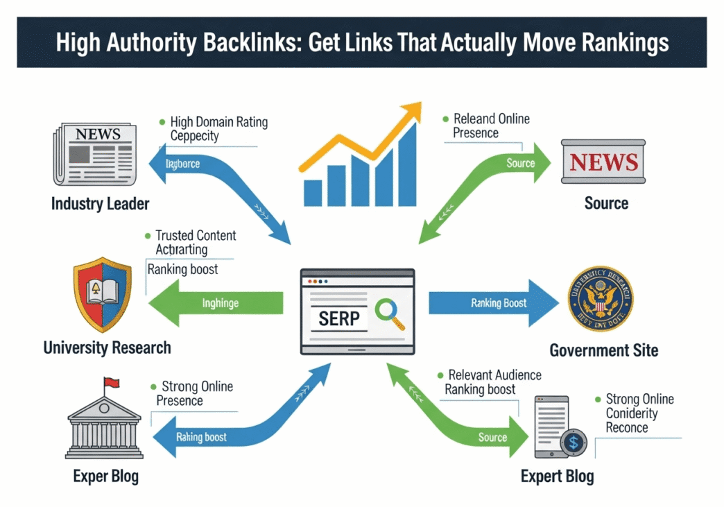 Graph showing correlation between high authority backlinks and search ranking improvements