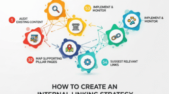 Content map visualization showing topic clusters connected by strategic internal links