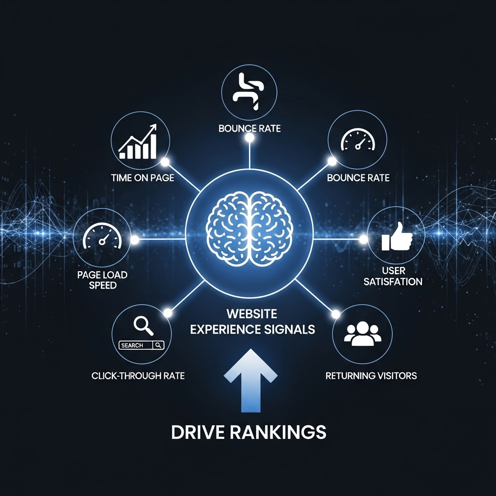 Website analytics dashboard showing user experience metrics like bounce rate and session duration