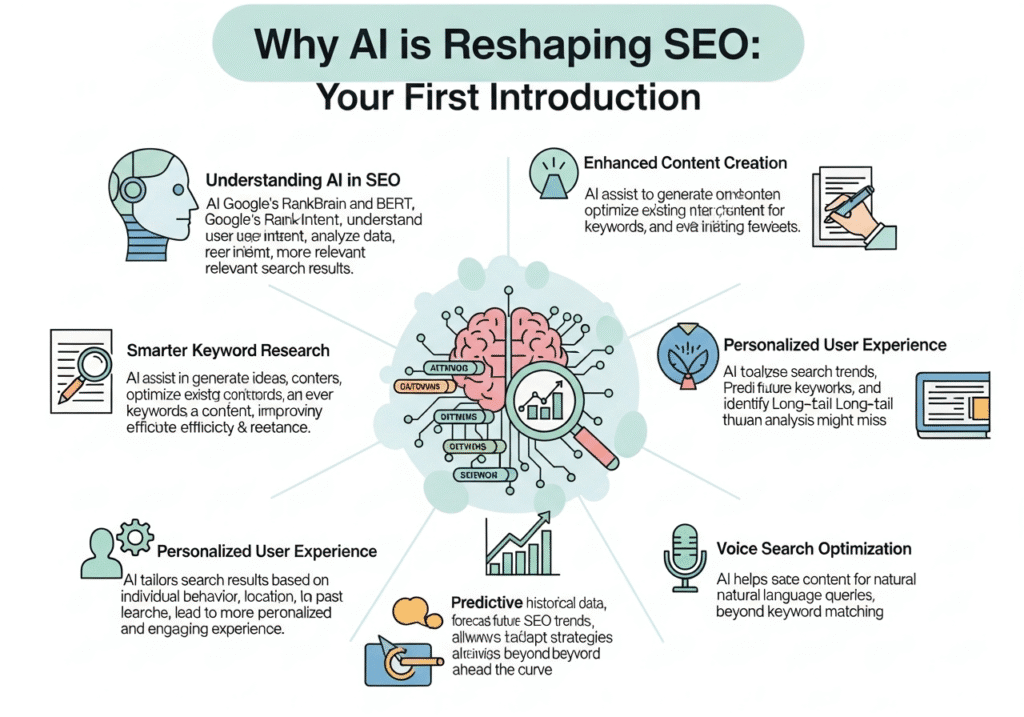 Mindmap diagram the of AI in SEO