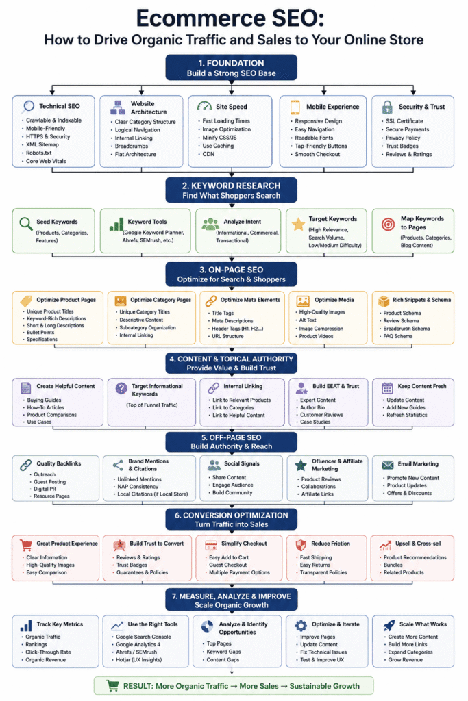 Ecommerce SEO strategy flowchart
