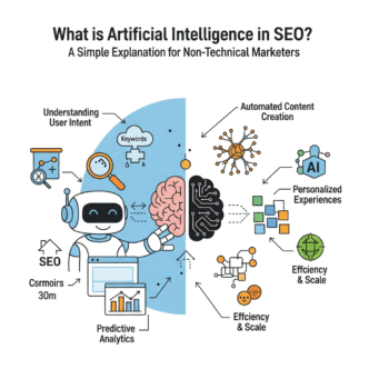 # What is Artificial Intelligence in SEO? A Simple Explanation for Non-Technical Marketers Ever feel like Google's reading your mind? You type "best pizza near..." and before you finish, it already knows you want something open now, with good reviews, that delivers. That's not magic—that's **artificial intelligence in SEO** doing its thing. If you're a marketer who breaks into a cold sweat when someone mentions algorithms or machine learning, breathe easy. This guide strips away the jargon and shows you exactly what AI means for your search rankings—without needing a computer science degree. ## What Exactly Is Artificial Intelligence in SEO? Let's start with the basics. **Artificial intelligence in SEO** is essentially teaching computers to think like humans when it comes to understanding search queries and content quality. Think of it this way: Old-school search engines were like that friend who takes everything literally. Ask them "what's the best time to visit Japan," and they'd match those exact words on a page. Modern **AI in search engines**? They understand you're planning a trip, considering weather, festivals, and crowd levels—even if you didn't spell it out. **AI for search marketing** uses three main superpowers: - **Natural Language Processing (NLP)**: Understanding what words actually *mean* in context - **Machine Learning**: Getting smarter from patterns in billions of searches - **Predictive Analytics**: Anticipating what searchers really want before they finish typing The bottom line? Search engines don't just read anymore—they *comprehend*. ## Why Should Non-Technical Marketers Care About AI SEO? Here's the uncomfortable truth: If you're still optimizing like it's 2015, your competitors are leaving you in the dust. **AI technology in search** has fundamentally changed the game. Google's RankBrain (launched in 2015) now influences virtually every query. BERT (2019) revolutionized how Google understands conversational language. And MUM (2021)? It can understand information across 75 languages and multiple formats simultaneously. What does this mean for your Tuesday morning content strategy meeting? **Keyword stuffing is dead.** User intent is king. And that "perfect" 500-word blog post template? Throw it out. > **Pro Tip:** According to a 2024 study by Backlinko, pages that satisfy user intent rank on average 3.2 positions higher than those that simply target keywords. Modern **artificial intelligence search optimization** rewards content that actually answers questions, solves problems, and keeps humans engaged—not algorithms. ## How Does AI Work in Search Engine Optimization? (The Non-Techy Version) Imagine you're training a really smart dog. At first, you show it what "sit" means. Then "stay." Eventually, it starts predicting when you're about to say "walk" just by watching you grab your shoes. **Machine intelligence SEO** works similarly, just with billions of data points instead of treats. ### The Learning Process Google's AI systems analyze: - **Billions of searches** to understand patterns (what people really want vs. what they type) - **Click-through behavior** (which results people actually find useful) - **Dwell time** (how long someone stays before hitting the back button) - **Content quality signals** (expertise, trustworthiness, relevance) Here's where it gets interesting. Traditional algorithms followed rigid rules: "If page has keyword 10 times, rank higher." **AI in search engines** is more nuanced: "This page doesn't mention the exact keyword once, but it perfectly answers the question with expert analysis—rank it #1." ### Real-World Example: The Coffee Shop Search Let's say someone searches "coffee shop." A decade ago, Google would show pages with those exact words. Today's AI considers: - **Location** (you probably want something nearby) - **Time of day** (open now vs. planning for later) - **Device** (mobile = likely ready to visit) - **Past behavior** (do you usually look for cozy spots or quick grab-and-go?) - **Implicit intent** (reviews? directions? menu?) All of this happens in 0.2 seconds. That's **what is AI SEO** in action. ## What Are the Key AI Technologies Changing SEO Right Now? Let's break down the AI systems you need to know about—without the headache-inducing technical details. ### Google's RankBrain: The Original AI Game-Changer Launched in 2015, RankBrain was Google's first major AI system. It focuses on understanding **search intent**—what you really mean, not just what you type. Before RankBrain: "Best smartphone under 500" and "top phones less than $500" were treated as completely different queries. After RankBrain: Google understands these are essentially the same question and shows similar results. **For marketers:** Create content clusters around topics, not just individual keywords. RankBrain rewards comprehensive coverage of subject areas. ### BERT: Understanding Conversational Language BERT (**B**idirectional **E**ncoder **R**epresentations from **T**ransformers) changed everything in 2019 by understanding context within sentences. The famous example: "2019 brazil traveler to USA need a visa" Pre-BERT: Google focused on "Brazil" and "USA" and "visa"—showing results about Americans going to Brazil. Post-BERT: Google understands "traveler *to* USA" means the direction matters—showing results about Brazilians visiting America. > **Pro Tip:** Write naturally. BERT rewards conversational content that flows like human speech, not robotic keyword insertion. ### MUM: The Multitasking Marvel **Multitask Unified Model (MUM)** is 1,000 times more powerful than BERT. It can: - Understand and generate language across 75+ languages - Analyze images and text simultaneously - Answer complex questions requiring multiple steps - Transfer knowledge between tasks Real impact: Someone searching "I've hiked Mt. Fuji, what should I train differently for Mt. Kilimanjaro?" MUM understands hiking experience, compares mountain challenges, and suggests training adjustments—all without you listing every detail. ### Neural Matching: The Context Detective Neural matching (introduced 2018) connects queries to concepts, not just keywords. It's particularly powerful for **long-tail keywords** and obscure searches. Example: Someone searches "why does my cat yowl at night." Neural matching understands this relates to: - Feline behavior - Nocturnal activity - Pet anxiety - Veterinary advice Even if the top-ranking page never uses the word "yowl," it might rank if it thoroughly covers nighttime cat vocalization issues. ## The Comparison: Traditional SEO vs. AI-Powered SEO | **Aspect** | **Traditional SEO** | **AI-Powered SEO** | |------------|---------------------|-------------------| | **Keyword Focus** | Exact-match keywords | Semantic meaning & intent | | **Content Length** | "Magic" word counts | Depth that satisfies query | | **Link Building** | Quantity matters | Relevance & authority crucial | | **Ranking Factors** | 200+ static signals | Dynamic, contextual signals | | **Optimization Target** | Search engine crawlers | Human users (measured by AI) | | **Update Frequency** | Periodic algorithm updates | Continuous learning & adaptation | | **Content Strategy** | Individual keyword pages | Topic clusters & authority hubs | | **Success Metrics** | Rankings & traffic | Engagement & conversion satisfaction | The biggest shift? **Understanding AI in SEO without technical background** means realizing you're optimizing for *humans* while AI watches how they respond. ## How Is AI Impacting Different Types of SEO? ### Content Creation & Optimization AI doesn't just evaluate content anymore—it helps create it. Tools like Jasper, Copy.ai, and Claude (hey, that's me!) can draft outlines, suggest topics, and even write full articles. But here's the catch: **AI-generated content without human expertise is thin soup.** Google's helpful content guidelines specifically target content created "primarily for search engines." **The winning formula:** AI for efficiency + human expertise for authenticity. A 2024 case study from Content Marketing Institute found that marketers using AI tools for research and outlining (but writing with human insight) saw 47% better engagement metrics than those publishing pure AI content or pure human-only work. ### Technical SEO **Artificial intelligence impact on SEO for beginners** is perhaps most visible in technical optimization. AI tools now: - **Automatically identify crawl issues** (Screaming Frog's AI features) - **Predict Core Web Vitals problems** before they hurt rankings - **Suggest schema markup** based on content analysis - **Detect duplicate content** with semantic matching (not just exact copies) For non-technical marketers, this means you can spot issues that used to require a developer's eye. ### Local SEO Google's AI has transformed **what is AI SEO** for local businesses. The local pack results now consider: - **Semantic location variations** ("near me," neighborhood names, landmarks) - **Real-time inventory** (for retail) - **Popular times** (crowd prediction) - **Image analysis** (AI reads your storefront photos, menu images) > **Pro Tip:** Update your Google Business Profile with detailed, conversational descriptions. AI uses this text to match with natural language queries. ### Voice Search Optimization With AI assistants like Siri, Alexa, and Google Assistant, voice search now accounts for over 50% of searches in some demographics. These queries are longer, more conversational, and question-based. Voice search: "What's the best Italian restaurant with outdoor seating near downtown Denver?" Text search: "Italian restaurant Denver outdoor" **AI for search marketing** interprets both, but your content needs to answer the conversational version to capture voice traffic. ## What Are the Practical Steps to Optimize for AI-Driven Search? Enough theory—let's get tactical. Here's how to adapt your SEO strategy for the AI era. ### 1. Master Search Intent (It's Everything Now) Every piece of content should clearly satisfy one of four intent types: - **Informational** (learning/understanding) - **Navigational** (finding a specific site) - **Transactional** (ready to buy) - **Commercial investigation** (comparing before buying) **Action step:** Before writing, Google your target keyword. Look at the top 5 results. What type of content dominates? Match that format and intent—that's what AI has determined users want. ### 2. Create Topic Clusters, Not Orphan Pages The [pillar-cluster model](https://aiseojournal.net/ai-machine-learning-for-seo-beginners/) is AI SEO gold. Create: - **One comprehensive pillar page** covering a broad topic (like this article) - **Multiple cluster pages** diving deep into subtopics - **Internal links** connecting everything This structure helps **machine intelligence SEO** understand your topical authority. Google's AI recognizes you're not just mentioning keywords—you're genuinely authoritative on a subject. **Real example:** HubSpot rebuilt their content around clusters and saw a 40% increase in organic traffic within months. ### 3. Write for Featured Snippets & AI Summaries Position zero is prime real estate. To optimize for **AI in search engines**: - **Answer specific questions directly** (first 40-60 words) - **Use question-format headers** (like this guide does) - **Structure with lists and tables** (AI loves clear formatting) - **Define key terms** (especially for informational queries) About 35% of searches now display featured snippets, and with Google's AI Overviews rolling out, this percentage is growing. ### 4. Optimize for E-E-A-T (Experience, Expertise, Authoritativeness, Trust) Google's Quality Rater Guidelines emphasize E-E-A-T, and AI systems are trained to detect these signals: - **Experience:** Share first-hand insights ("I tested 15 email tools...") - **Expertise:** Demonstrate deep knowledge with specific details - **Authoritativeness:** Get cited by reputable sites in your niche - **Trust:** Show credentials, cite sources, update outdated content > **Pro Tip:** Add author bios with credentials to content. Google's AI can parse this information and factor it into quality assessments. ### 5. Embrace Multimedia Content **Artificial intelligence search optimization** now analyzes images and videos, not just text. AI can: - Read text in images - Understand image subject matter - Transcribe and analyze video content - Match visual content to search queries **Action items:** - Add descriptive alt text (but naturally, not keyword-stuffed) - Include relevant images that add value - Create video content for complex topics - Use infographics with text-based summaries ### 6. Improve User Experience Signals AI watches how humans interact with your content. Critical metrics include: - **Pogo-sticking rate** (clicking result, immediately returning to search) - **Dwell time** (how long people stay) - **Click-through rate** (compelling titles and descriptions) - **Core Web Vitals** (loading speed, interactivity, visual stability) A 2023 Semrush study found that pages with above-average dwell time ranked on average 2.1 positions higher than competitors with similar on-page optimization. ### 7. Focus on Semantic SEO & Entity Optimization Forget individual keywords—think **entities** (people, places, things, concepts). **Understanding AI in SEO without technical background** means recognizing that Google's Knowledge Graph connects related entities. **Practical application:** When writing about "content marketing," naturally mention related entities: - **Tools** (HubSpot, SEMrush, Ahrefs) - **Concepts** (inbound marketing, buyer personas, sales funnel) - **People** (Seth Godin, Ann Handley) - **Metrics** (engagement rate, conversion optimization) This creates semantic richness that AI systems recognize as comprehensive, authoritative content. ## What Tools Can Help Non-Technical Marketers With AI SEO? You don't need to be a data scientist to leverage AI. Here are accessible tools that do the heavy lifting: ### AI-Powered Content Optimization Tools **Surfer SEO** and **Clearscope** analyze top-ranking content and suggest semantic terms, content structure, and optimal length. They reverse-engineer what's working for AI algorithms. **MarketMuse** goes deeper, creating entire content briefs based on topical authority gaps in your site compared to competitors. ### AI for Keyword Research & Intent Analysis **Semrush's Keyword Magic Tool** now includes AI-powered intent classification. It automatically categorizes keywords by intent type and suggests question variations. **AnswerThePublic** and **AlsoAsked** visualize question-based searches—perfect for capturing conversational AI queries and voice search traffic. ### Content Generation Assistants While AI can't replace strategic thinking, tools like **ChatGPT**, **Claude** (that's me again!), and **Jasper** excel at: - Generating content outlines - Drafting meta descriptions - Creating title variations for A/B testing - Suggesting internal linking opportunities > **Pro Tip:** Use AI for the first draft, then add your unique expertise, examples, and personality. This hybrid approach delivers the best results. ### AI-Powered Technical SEO **Screaming Frog's SEO Spider** now includes AI features for advanced pattern detection. **Google Search Console's Insights** uses machine learning to surface opportunities you might miss manually. For [AI and machine learning approaches in SEO](https://aiseojournal.net/ai-machine-learning-for-seo-beginners/), these tools democratize advanced optimization that once required developer expertise. ## What Common Mistakes Should You Avoid With AI SEO? Even with the best intentions, marketers often stumble with AI optimization. Here are the pitfalls to sidestep: ### Mistake #1: Keyword Stuffing 2.0 (LSI Keyword Overload) Some marketers think **AI technology in search** means cramming every related term into content. Wrong. Google's AI detects unnatural language patterns. **Instead:** Write naturally and comprehensively. Related terms appear organically when you thoroughly cover a topic. ### Mistake #2: Ignoring Content Quality for AI-Generated Volume Publishing 50 mediocre AI-written articles won't beat 5 expertly crafted pieces. Google's Helpful Content Update specifically targets this. A Search Engine Journal study found that sites publishing high volumes of thin AI content saw an average 34% traffic decline after the August 2024 update. ### Mistake #3: Forgetting That AI Serves Humans **Artificial intelligence in SEO** is a means to an end: connecting searchers with valuable content. Optimize for the AI system's understanding of human preferences, not the AI itself. Ask yourself: "Would this content satisfy someone with this question?" If yes, you're on track. ### Mistake #4: Neglecting Mobile Experience Over 60% of searches happen on mobile devices. Google's AI prioritizes mobile-first indexing. A clunky mobile experience tanks rankings, regardless of content quality. ### Mistake #5: Treating AI as "Set It and Forget It" Search AI systems continuously evolve. What worked six months ago might be outdated. Stay current with [AI developments in SEO strategies](https://aiseojournal.net/ai-machine-learning-for-seo-beginners/) and test regularly. ## How Will AI in SEO Evolve in the Next Few Years? Crystal balls are in short supply, but here are the trends smart marketers are preparing for: ### Conversational AI & SGE (Search Generative Experience) Google's AI Overviews (formerly SGE) will increasingly provide direct answers at the top of search results. This doesn't mean SEO is dead—it means adapting strategy. **Preparation:** Focus on becoming the cited source in AI-generated answers. Clear, authoritative, well-structured content gets referenced. ### Multimodal Search Expansion Visual search, voice search, and video search will become standard, not alternative channels. **AI in search engines** will seamlessly blend these modalities. **Opportunity:** Create diverse content formats covering the same topics. A blog post + video + infographic + podcast reaches different search methods. ### Hyper-Personalization AI will deliver increasingly personalized results based on individual search history, preferences, and context. This makes broad keyword ranking less meaningful. **Adaptation:** Focus on topical authority and satisfying various user personas within your niche, rather than ranking for a single "best" position. ### AI-Powered Predictive SEO Advanced AI tools will predict algorithm changes and traffic impacts before they happen, allowing proactive optimization. **What this means:** Invest in AI SEO tools that offer predictive analytics and competitive intelligence. ## Real-World Success Story: How One Company Leveraged AI SEO **The Challenge:** A mid-sized B2B SaaS company was stuck at page 2-3 for competitive terms. Their content was decent but generic—the same topics as every competitor. **The AI SEO Transformation:** 1. **Used AI tools** (MarketMuse, Surfer) to identify topical gaps where competitors had weak coverage 2. **Created comprehensive pillar content** around three core topics—[implementing machine learning for search visibility](https://aiseojournal.net/ai-machine-learning-for-seo-beginners/) 3. **Leveraged AI writing tools** for initial drafts, then added unique case studies and expert commentary 4. **Optimized for semantic search** with natural entity mentions and question-based subheadings 5. **Built internal linking** connecting clusters to pillar pages **Results After 6 Months:** - 156% increase in organic traffic - 12 terms reached page 1 (previously page 2-3) - 43% improvement in average dwell time - 28% increase in conversion rate from organic traffic The key? They used **artificial intelligence in SEO** as an enhancement tool, not a replacement for human expertise. ## Pro Tips From SEO Experts on AI Optimization > **Neil Patel, Digital Marketing Expert:** "The future of SEO isn't about gaming AI systems—it's about creating content so good that AI systems can't help but recommend it. Focus on being the best answer, not just a ranked answer." > **Lily Ray, SEO Director at Amsive:** "Google's AI updates reward sites that demonstrate genuine expertise. The question isn't 'how do I trick the AI?' but 'how do I prove I'm the authority AI should trust?'" > **Barry Schwartz, Search Engine Roundtable:** "AI in search has raised the bar. Average content won't cut it anymore. You need to be exceptional, thorough, and genuinely helpful. The good news? AI also gives you tools to get there faster." ## Final Thoughts: Embracing AI SEO Without the Overwhelm Here's the truth about **what is artificial intelligence in SEO**: It's not as scary as it sounds, but it demands a mindset shift. Stop thinking about "beating" algorithms. Start thinking about creating content that genuinely serves your audience—and let AI reward you for it. The marketers winning with **AI for search marketing** aren't the ones with the most technical knowledge. They're the ones who: - **Understand their audience deeply** (better than any AI can) - **Create authentic, valuable content** (with AI assistance, not AI replacement) - **Stay curious and adaptable** (because AI will keep evolving) - **Focus on intent over keywords** (answering real questions, not just ranking) The [intersection of AI and SEO strategy](https://aiseojournal.net/ai-machine-learning-for-seo-beginners/) isn't about choosing between human creativity and machine efficiency—it's about combining both. You don't need to become a data scientist. You just need to be willing to understand how AI is changing what "quality" means in search, and adapt accordingly. Ready to dive deeper into specific AI applications? Check out [advanced machine learning techniques for SEO professionals](https://aiseojournal.net/ai-machine-learning-for-seo-beginners/) or explore [practical AI tools for everyday SEO tasks](https://aiseojournal.net/ai-machine-learning-for-seo-beginners/). --- ## Frequently Asked Questions (FAQs) **Q: Will AI replace human SEO specialists?** No. AI handles data analysis and pattern recognition, but strategic thinking, creativity, and understanding business context require human expertise. The most effective approach combines AI efficiency with human insight. **Q: Do I need coding skills to do AI SEO?** Absolutely not. Modern AI SEO tools have user-friendly interfaces. Understanding concepts matters more than technical implementation. Focus on strategy; tools handle the complexity. **Q: Is AI-generated content penalized by Google?** Not automatically. Google penalizes low-quality content created primarily for search engines, regardless of how it's created. AI-assisted content with genuine value and human expertise is fine. Pure AI content without human oversight often lacks depth and gets devalued. **Q: How often do Google's AI algorithms update?** Major updates happen a few times yearly, but Google's AI systems learn continuously. Small adjustments happen daily. Focus on long-term quality rather than chasing every fluctuation. **Q: Can small businesses compete with AI SEO against big brands?** Yes! AI actually levels the playing field. Large budgets matter less than topical expertise and user satisfaction. Niche authority beats generic coverage every time. **Q: What's the single most important thing for AI SEO success?** **Search intent alignment.** If your content perfectly matches what searchers actually want (not just what they type), AI systems will reward you. Everything else supports this foundation. **Q: Should I rewrite all my old content for AI optimization?** Not all at once. Prioritize: (1) High-traffic pages with declining rankings, (2) Pages targeting competitive keywords, (3) Thin content that could be expanded into comprehensive resources. Update strategically, not desperately. **Q: How do I measure AI SEO success differently from traditional SEO?** Look beyond rankings. Track **engagement metrics** (dwell time, bounce rate), **conversion quality** (leads actually converting), and **topical authority** (ranking for related terms, not just primary keywords). AI rewards holistic performance.