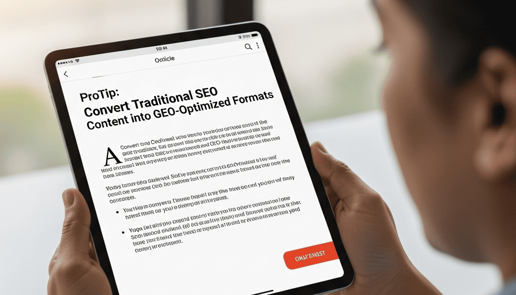 ProTip: Convert Traditional SEO Content into GEO-Optimized Formats