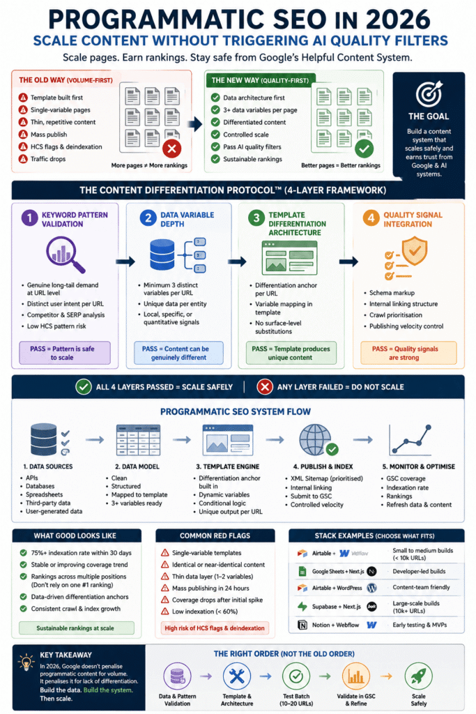 diagram: Programmatic SEO in 2026: Scale Content Without Triggering AI Quality Filters