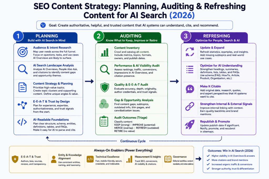 SEO Content Strategy Planning Auditing Refreshing Content for AI Search 2026 1