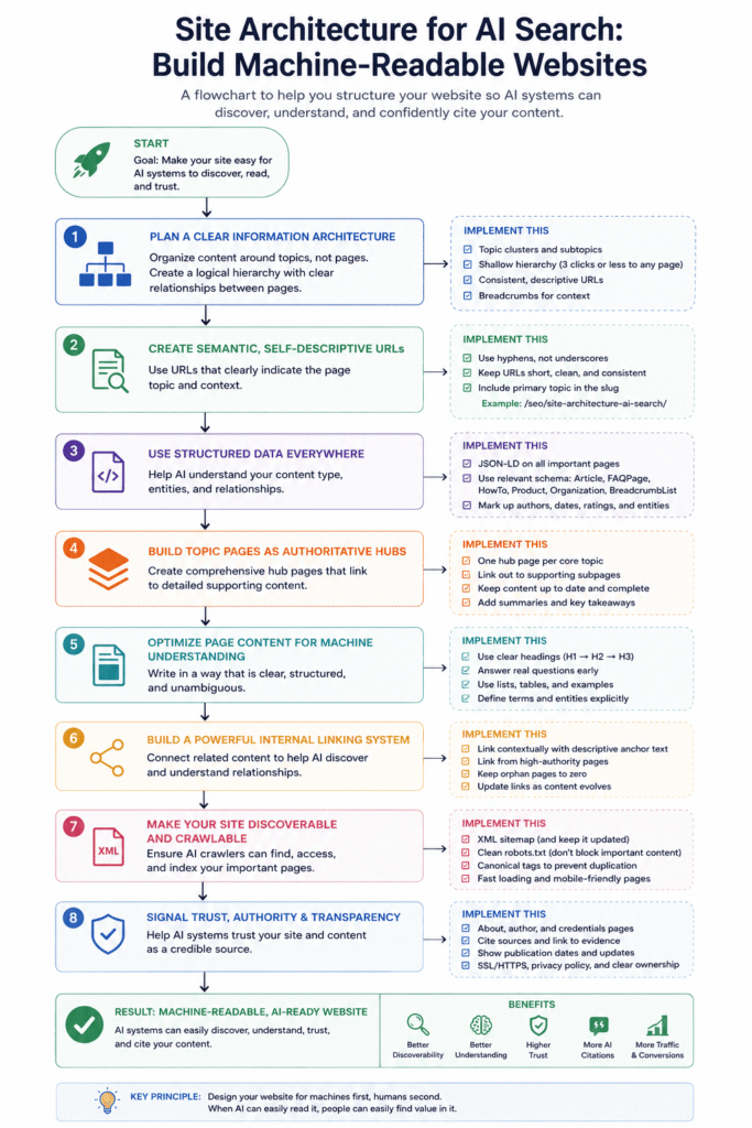 Site architecture for AI search guide