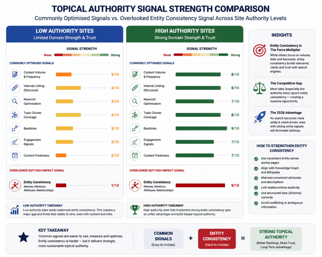 SEO signal strength comparison infographic