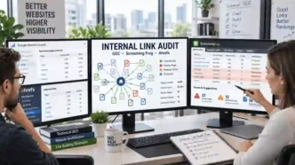Internal link audit workspace with Google Search Console, Screaming Frog and Ahrefs